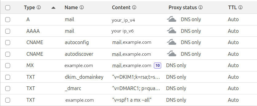 Domain DNS records